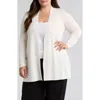 Anne Klein Napa Open Front Longline Cardigan In White Dove