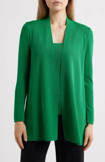 Anne Klein Nappa Kissing Front Cardigan In Tropical Green