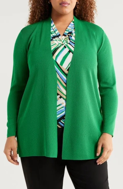 Anne Klein Nappa Open Front Cardigan In Tropical Green
