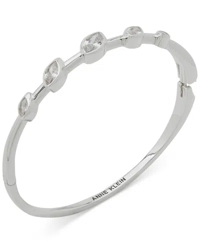 Anne Klein Navette Cubic Zirconia Hinge Bracelet In White