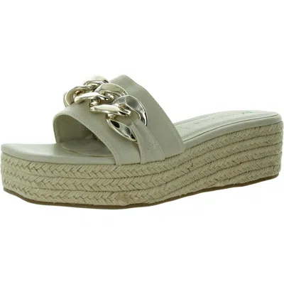 Anne Klein Nomad Womens Faux Leather Square Toe Slide Sandals In Multi