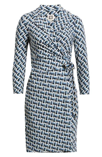 Anne Klein Notch Collar Wrap Dress In Multi
