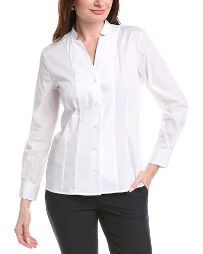 Anne Klein Notched Collar Poplin Shirt In White
