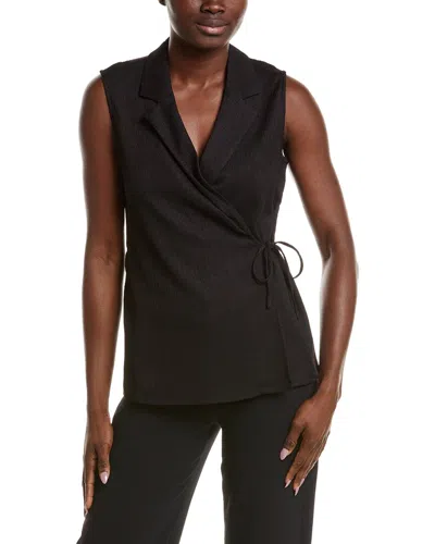 Anne Klein Notched Neck Wrap Top In Brown