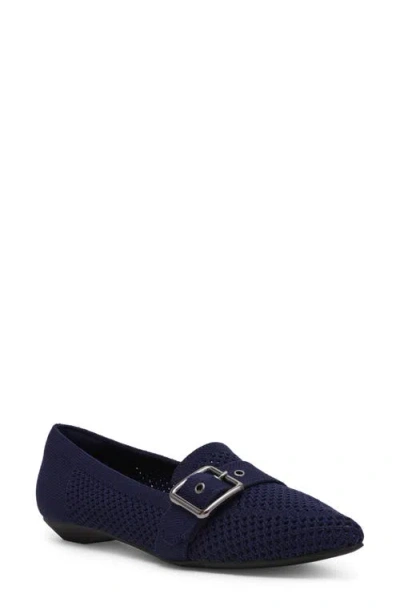 Anne Klein Oakland Pointed Toe Knit Flat In Blue