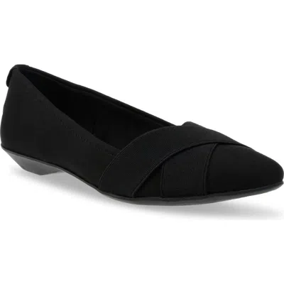 Anne Klein Oalise Pointed Toe Flat In Black Fabric