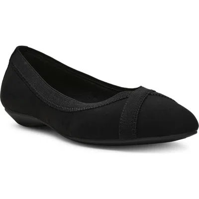Anne Klein Occuria Ballet Flat In Black Stretch