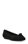 Anne Klein Women's Omkara Pointed Toe Knot Detail Ballet Flats In Black Stretch