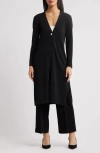 Anne Klein One-button Duster Cardigan In Anne Black