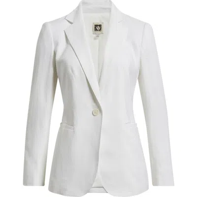Anne Klein One-button Linen Blend Blazer In White