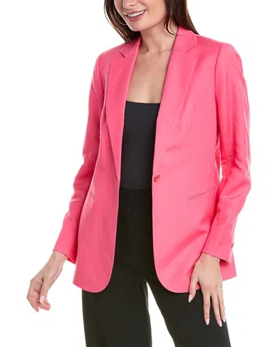 Anne Klein One-button Linen-blend Jacket In Pink