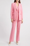 Anne Klein One-button Stretch Knit Blazer In Pink Dahlia