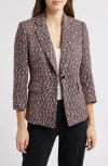 Anne Klein One Button Tweed Blazer In Anne Black Multi