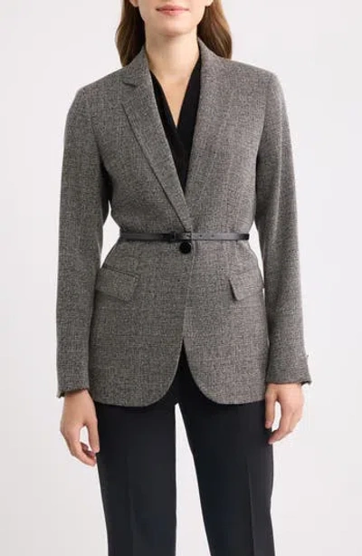 Anne Klein One-button Belted Blazer In Gray