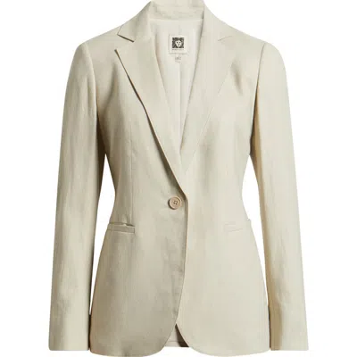 Anne Klein One-button Linen Blend Blazer In White