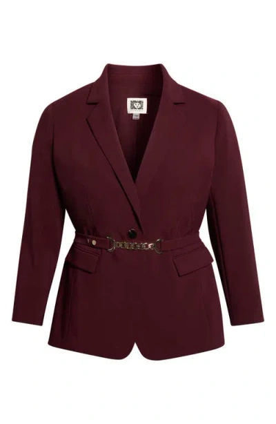Anne Klein One-button Notch Collar Blazer In Burgundy