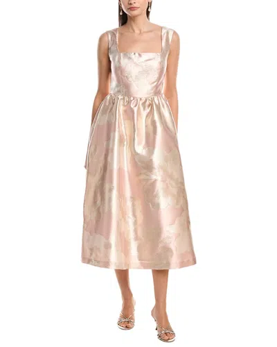 Anne Klein Open Back Square Neck A-line Midi Dress In Pink