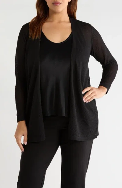 Anne Klein Open Front Cardigan In Black