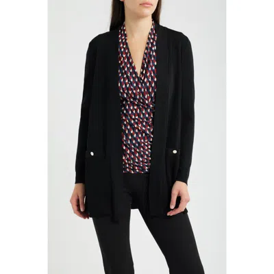 Anne Klein Open Front Cardigan In Black