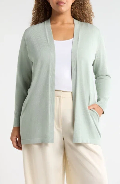 Anne Klein Open Front Cardigan In Green