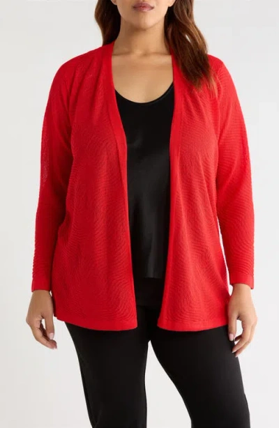 Anne Klein Open Front Cardigan In Red