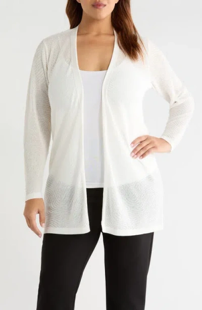 Anne Klein Open Front Cardigan In White