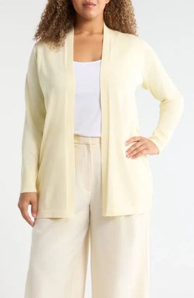 Anne Klein Open Front Cardigan In Yellow