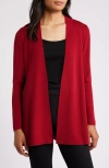Anne Klein Open Front Rib Cardigan In Titian Red