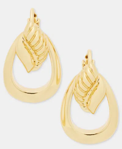 Anne Klein Open Oval Clip-on Drop Earrings In Gold