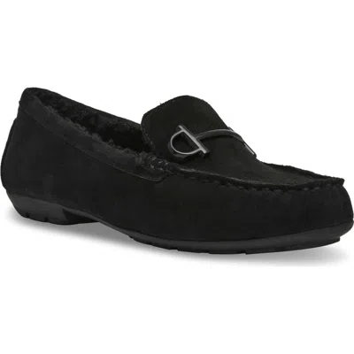 Anne Klein Orlaa Faux Fur Slipper In Black Microsuede