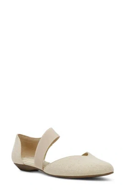 Anne Klein Ostara Almond Toe Flat In Natural/gold Sparkle