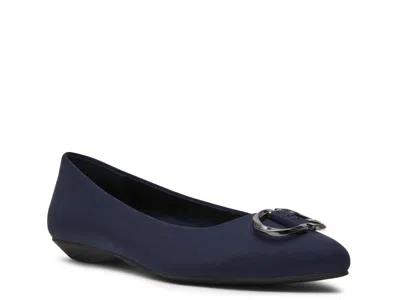 Anne Klein Oswego Pointed Toe Flat In Blue