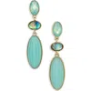 Anne Klein Oval Linear Drop Earrings In Gold/blue Multi