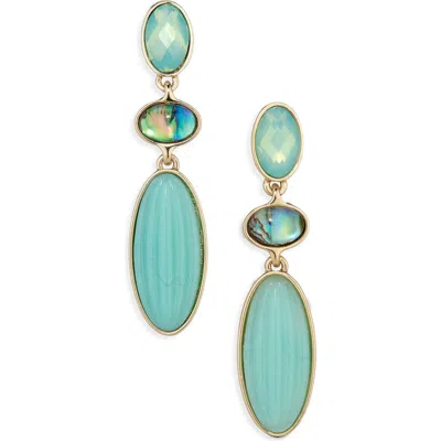 Anne Klein Oval Linear Drop Earrings In Blue