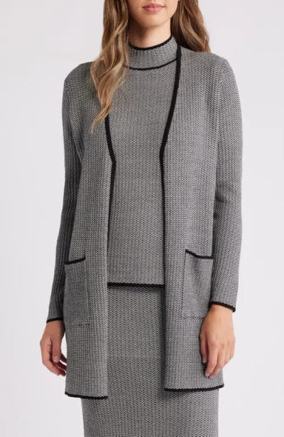 Anne Klein Oversize Longline Cardigan In Anne Black/anne White