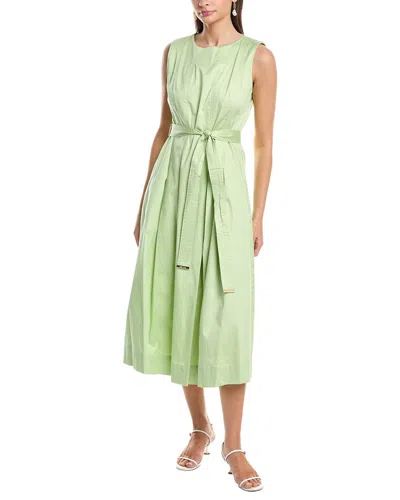 Anne Klein Paneled Bodice Jewel Neck Midi Dress In Green