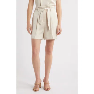 Anne Klein Paperbag Waist Shorts In Light Parchment