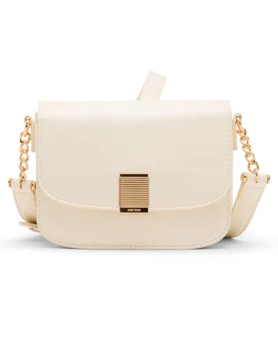 Anne Klein Patent Flap Mini Crossbody Bag In White