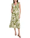Anne Klein Patio Linen-blend Maxi Dress In Metallic
