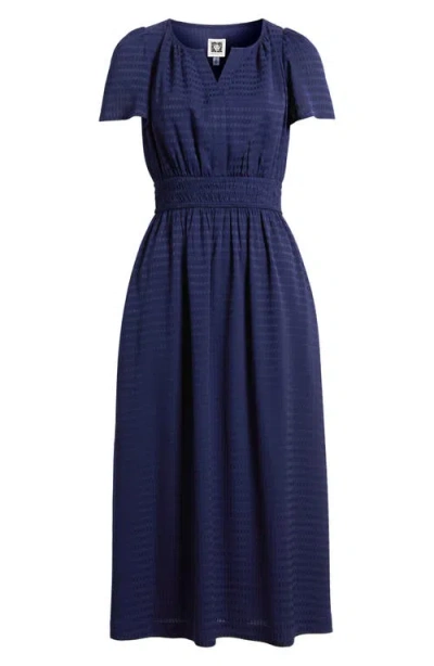 Anne Klein Patio Tonal Stripe Midi Dress In Distant Mountain