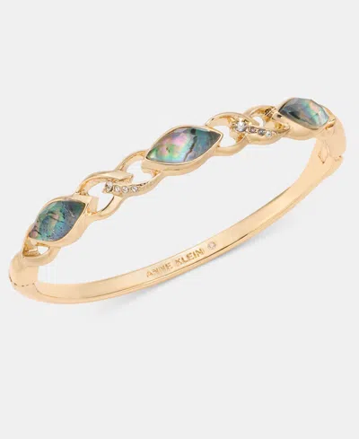 Anne Klein Pave & Navette Abalone Bangle Bracelet In Multi