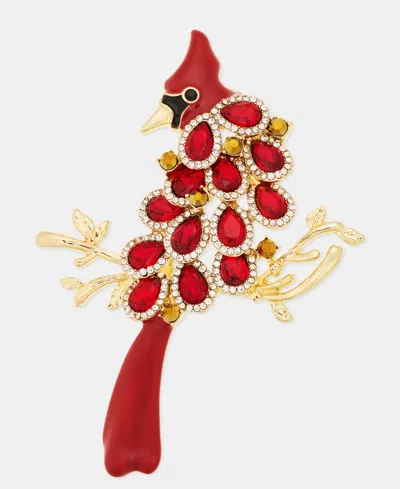 Anne Klein Pave & Stone Cardinal Pin In Burgundy