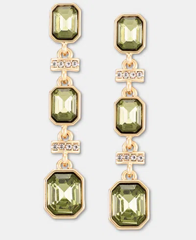 Anne Klein Pave Bar & Emerald-cut Stone Linear Drop Earrings In Gold