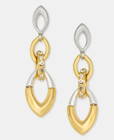 Anne Klein Pave Linked Linear Drop Earrings In Gold
