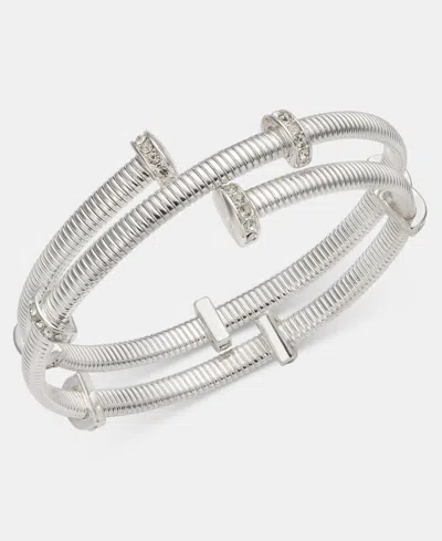 Anne Klein Pave Rondelle Coil Bracelet In Crystal