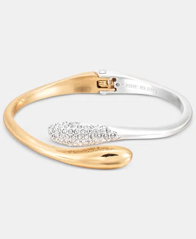 Anne Klein Pave Swirl Bypass Bangle Bracelet In White