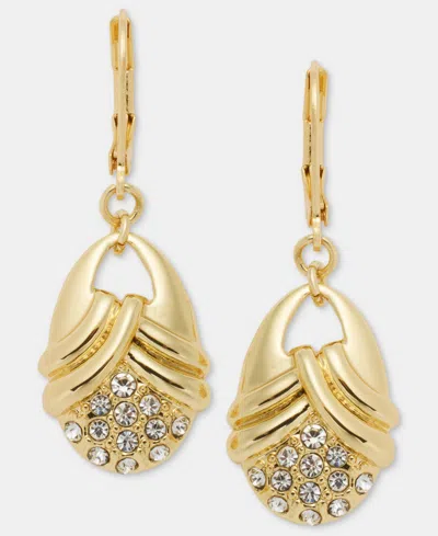 Anne Klein Pave Textured Oval Drop Earrings In Gray