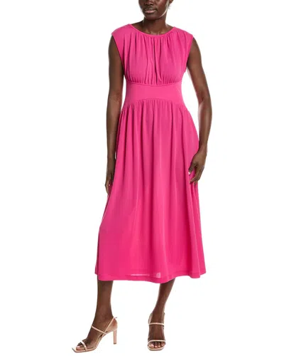 Anne Klein Pebble Jersey Shirred Midi Dress In Pink