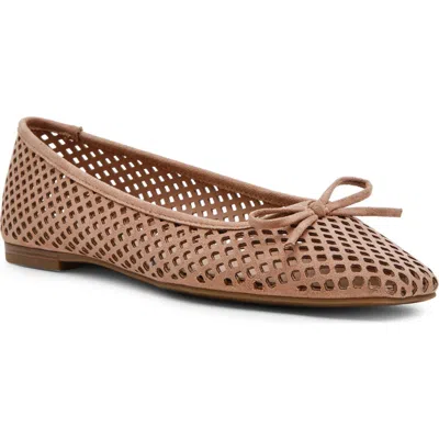 Anne Klein Perforated Ballet Flat In Brown