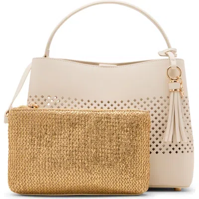 Anne Klein Perforated Satchel In Neutral